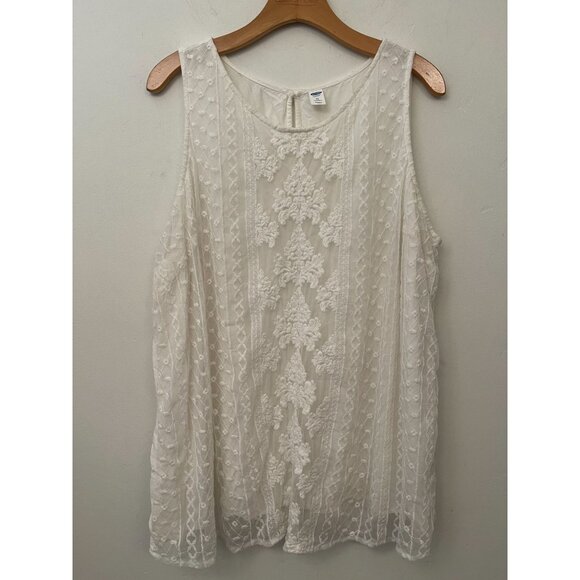 Old Navy PLUS Size 3X Embroidered-Mesh Tank Top Boho Feminine Cottagecore Top - Picture 7 of 11